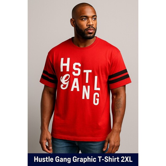 Hustle Gang Red Varsity Graphic T-Shirt Men’s 2XL – T.I. Trap Music Streetwear - Picture 2 of 11